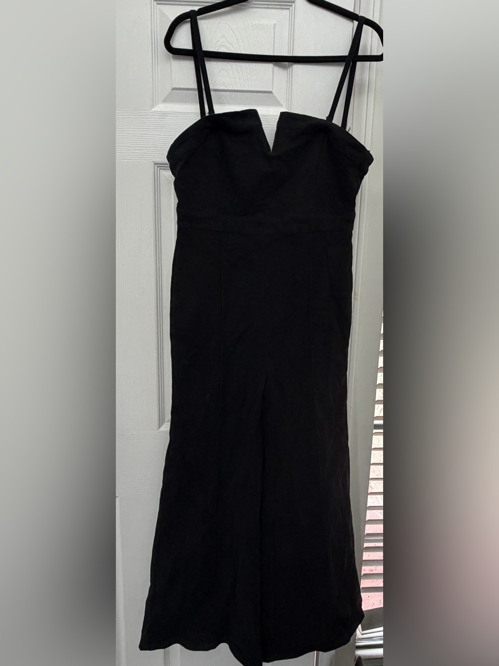 Black Spaghetti-Strap/Strapless Denim Romper